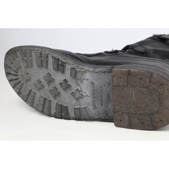 BURBERRY Woman's Boots Black Leather Blanchard Ankle Straps Moto Biker Size 36 - Picture 15 of 16